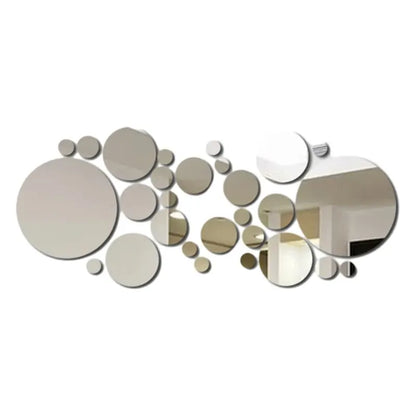 3D Acrylic Round Mirror Wall Stickers, 26 Pieces