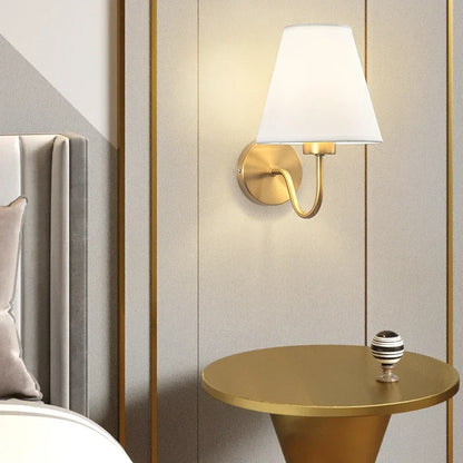 Nordic Fabric Wall Lamp, Iron Bedside Sconce with Cloth Shade, E27