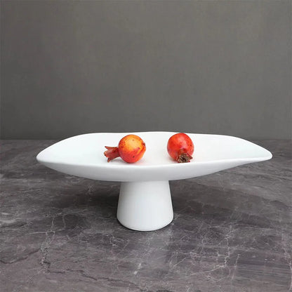 Pedestal Fruit Tray, Modern Resin Footed Dish, White or Black
