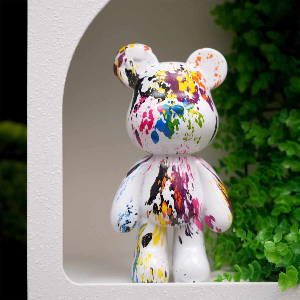 Fluid Bear Statue, Colorful Graffiti Resin Sculpture, 8 Inch