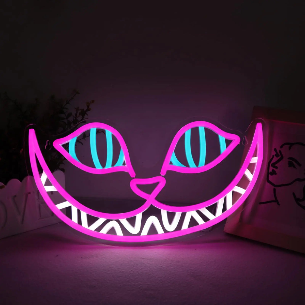 Cat LED Neon Sign, Dimmable USB Acrylic Wall Light for Bedroom
