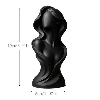 Female Bust Statue, Flowing Curve Abstract Figurine, Matte White