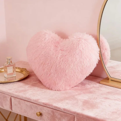 Pink Heart Throw Pillow, Soft Plush Cushion, 30 x 40 cm