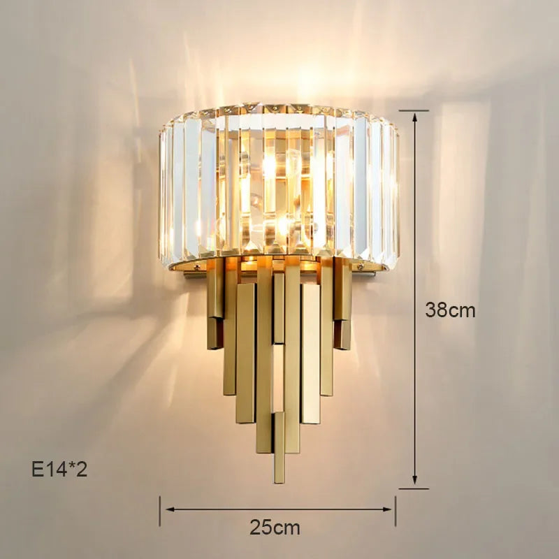 Nordic Crystal Wall Sconce, Up and Down Light for Hallway, E14