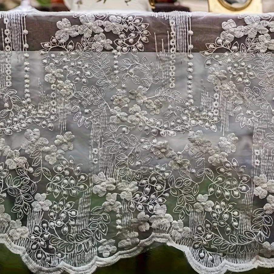 Lace Rectangular Tablecloth, Vintage Floral Polyester Table Cover