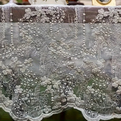 Lace Rectangular Tablecloth, Vintage Floral Polyester Table Cover