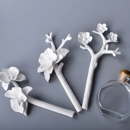 Ceramic Aroma Flower Stem, Handcrafted Scent Diffuser Bloom