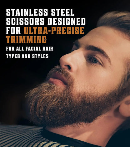 Men's Boar Bristle Beard Brush, Comb and Scissors Set