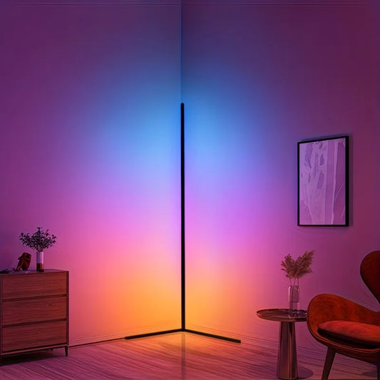 Smart RGB LED Corner Floor Lamp, Aluminum Ambient Light with App