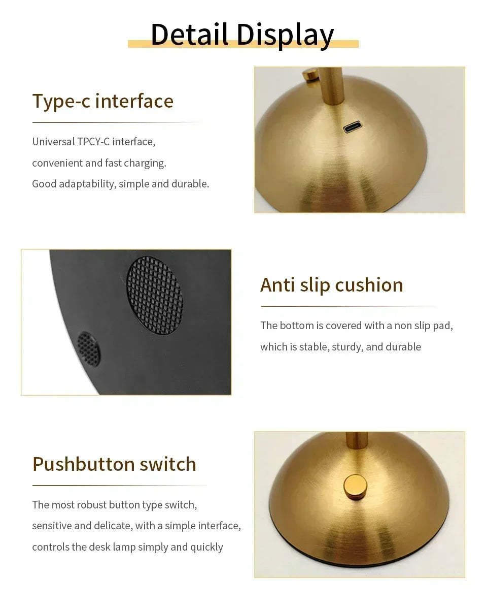 Crystal Touch Table Lamp, USB Rechargeable