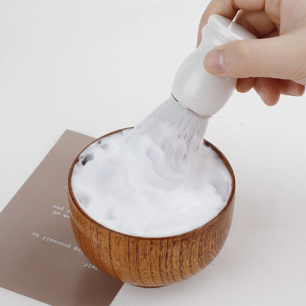 Shaving Brush with Wooden Handle, Dense Bristle Lather Brush