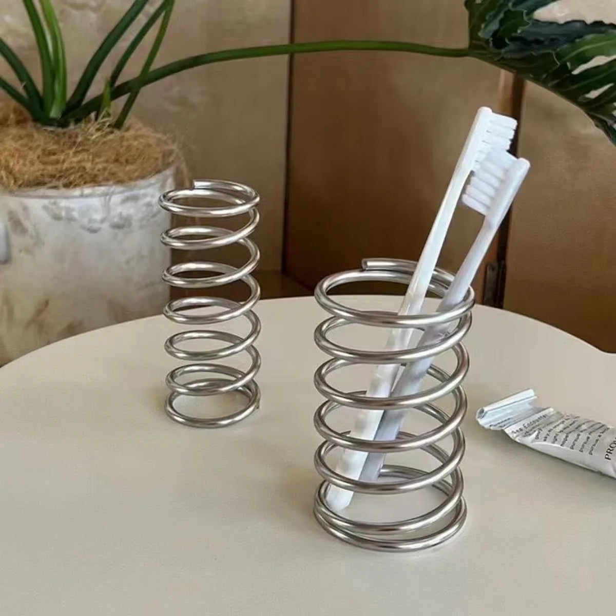 Toothbrush and Toothpaste Holder, Metal Countertop Organizer