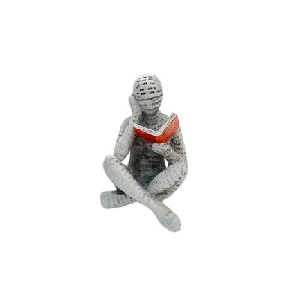 Reading Woman Resin Sculpture, Abstract Bookshelf Figurine Decor