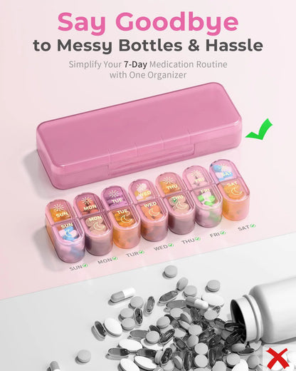 Weekly Pill Organizer, 7-Day AM/PM Travel Pill Box