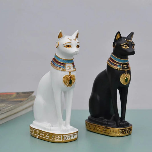 Egyptian Cat Goddess Statue, Mini Resin Figurine Shelf Decor