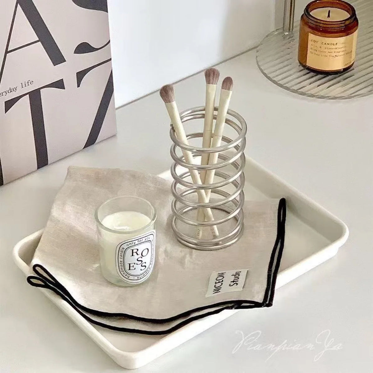 Toothbrush and Toothpaste Holder, Metal Countertop Organizer