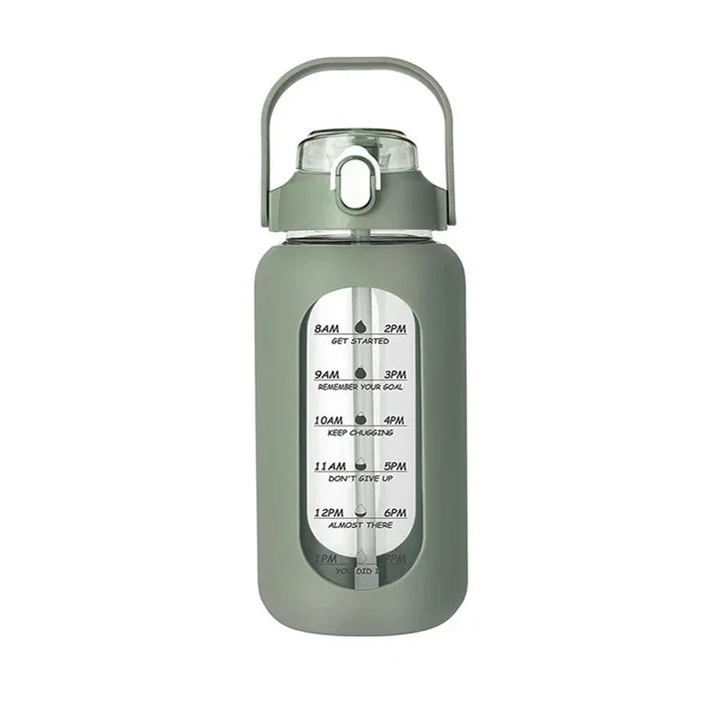 1L Glass Water Bottle with Straw and Sleeve