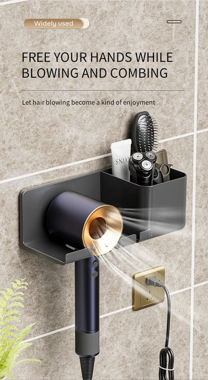Hair Dryer Holder, Wall Mounted Bathroom Styling Tool Rack