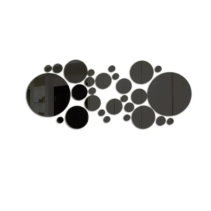 3D Acrylic Round Mirror Wall Stickers, 26 Pieces