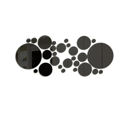 3D Acrylic Round Mirror Wall Stickers, 26 Pieces