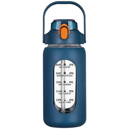 1L Glass Water Bottle with Straw and Sleeve