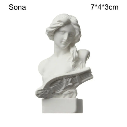 Mini Greek Bust Statue, Plaster Style Resin Figurine
