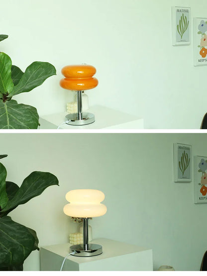 Macaron Glass Table Lamp, Pastel USB Bedside Lamp for Bedroom