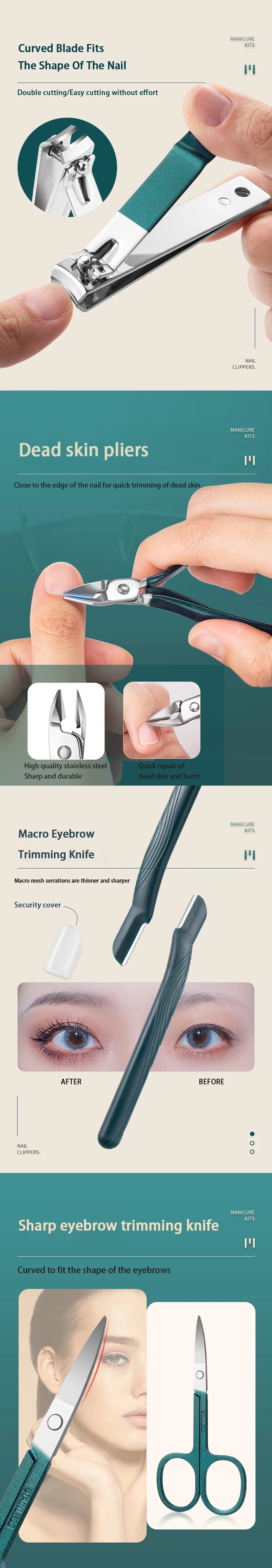 Stainless Steel Manicure Set with Travel Case