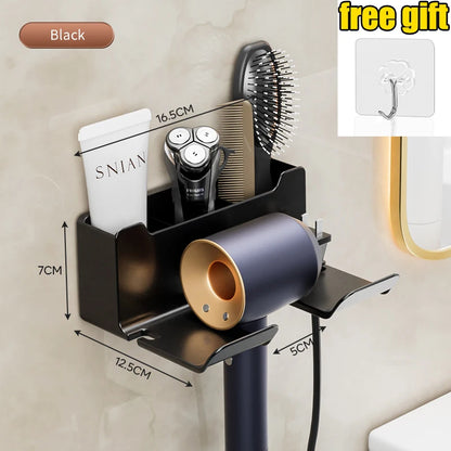 Hair Dryer Holder, Wall Mounted Bathroom Styling Tool Rack