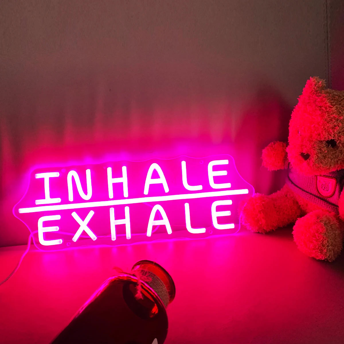 Inhale Exhale LED Neon Sign, USB Tabletop Light for Yoga Studio