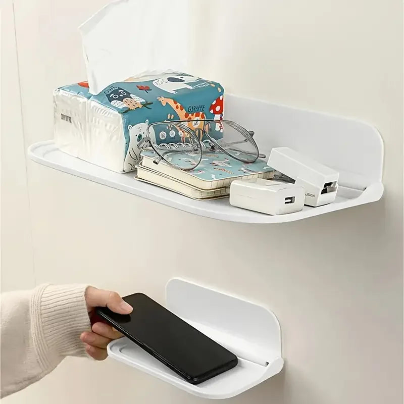 Foldable Wall Shelf, No Drill Floating Shelf for Bathroom