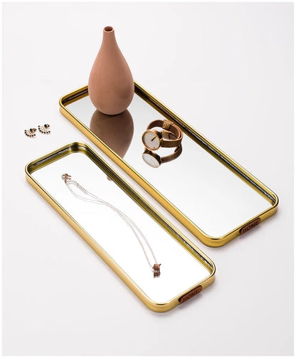 Gold Mirror Tray, Rectangular or Oval Glass Vanity Tray