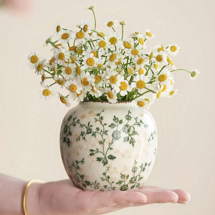 Ice Crackle Ceramic Bud Vase, Handmade Small Flower Vase
