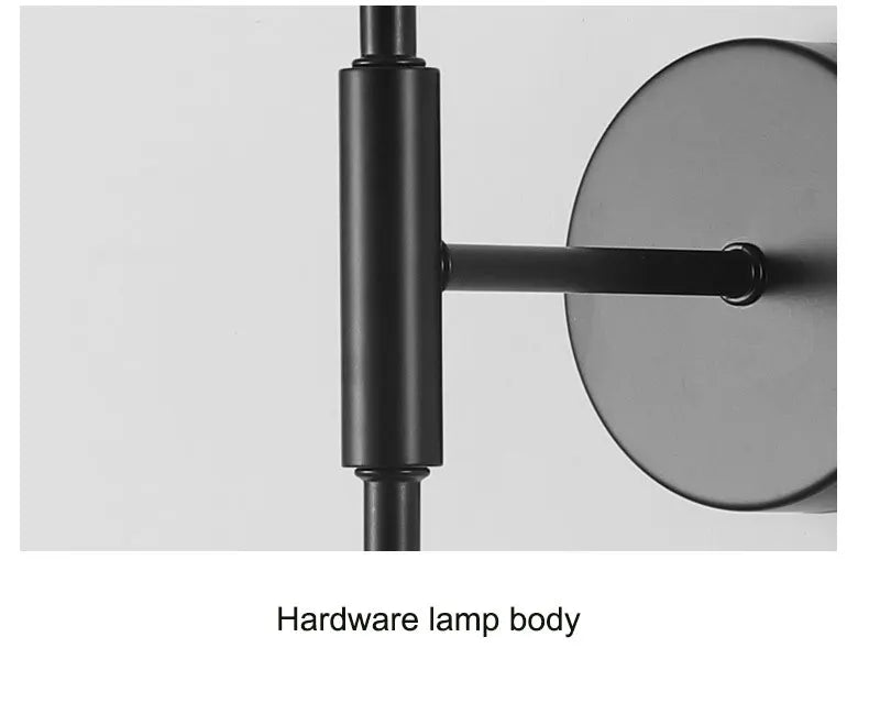 Retro Cloth Shade Wall Lamp, Black Iron Bedside Wall Sconce