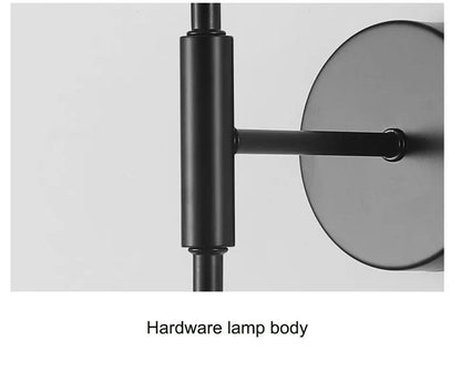 Retro Cloth Shade Wall Lamp, Black Iron Bedside Wall Sconce