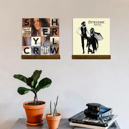 Vinyl Record Wall Holder, Solid Wood Now Playing Display Shelf