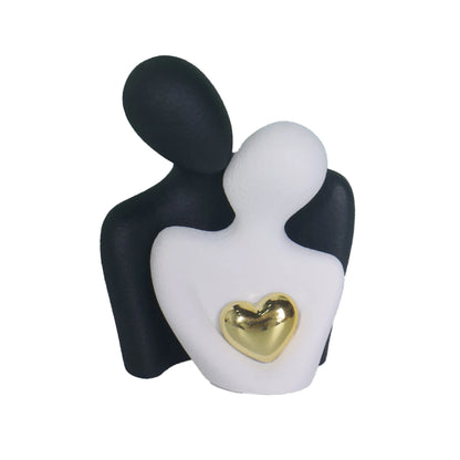 Couple Hugging Heart Sculpture, Modern Resin Love Figurine