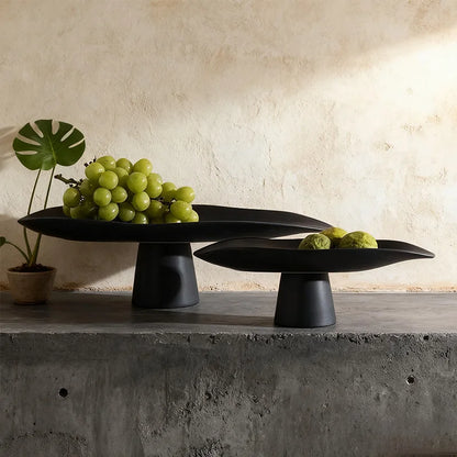 Pedestal Fruit Tray, Modern Resin Footed Dish, White or Black