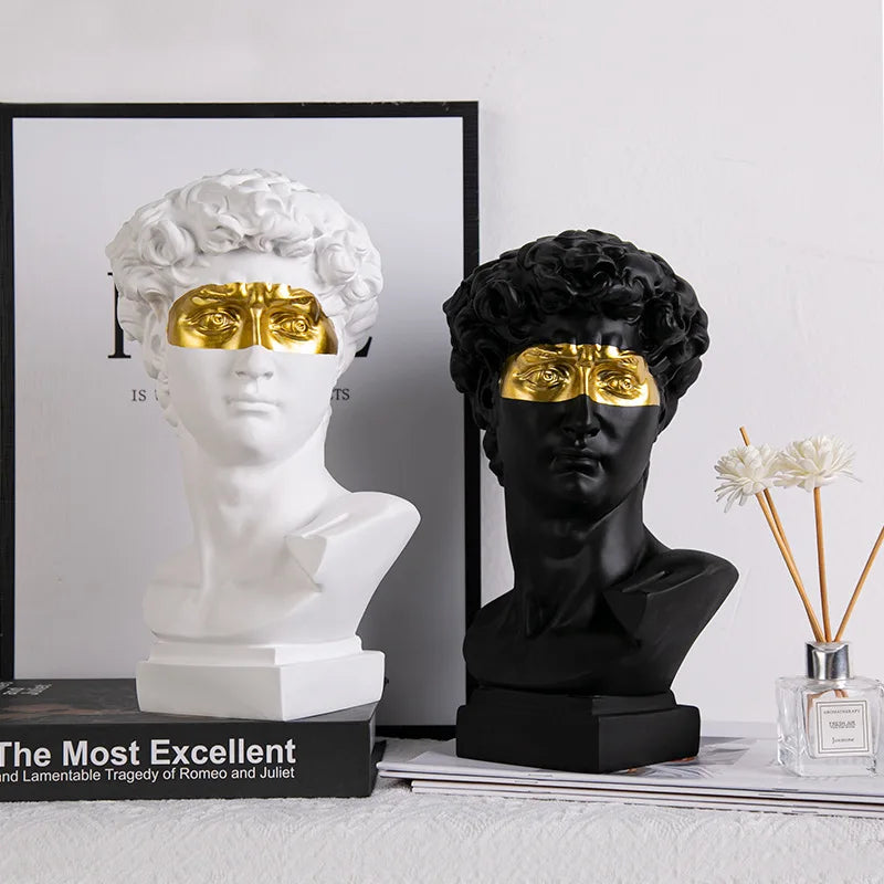 David Head Bust Statue, Resin Renaissance Sculpture Home Decor