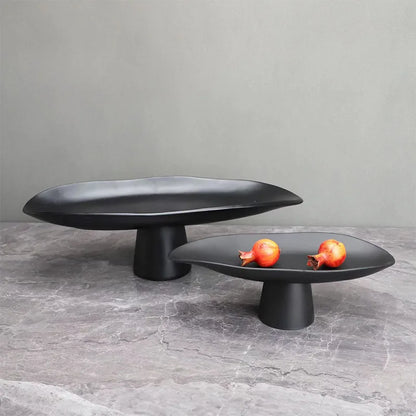 Pedestal Fruit Tray, Modern Resin Footed Dish, White or Black