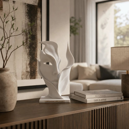 Abstract Half Face Sculpture, 3D Printed Modern Face Statue