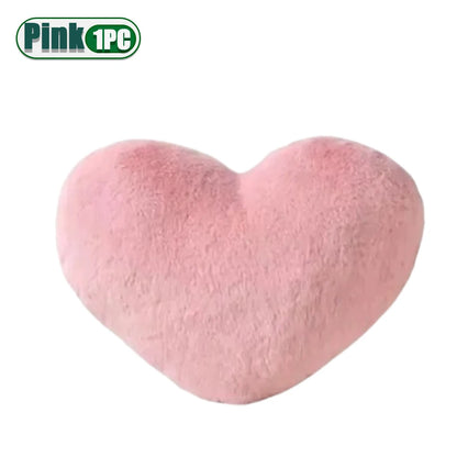 Pink Heart Throw Pillow, Soft Plush Cushion, 30 x 40 cm