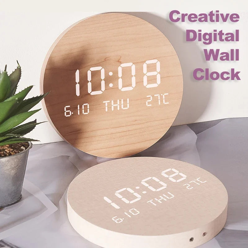 LED Digital Wall Clock with Date and Temperature
