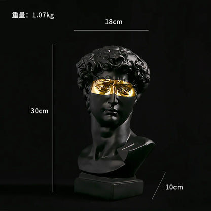 David Head Bust Statue, Resin Renaissance Sculpture Home Decor