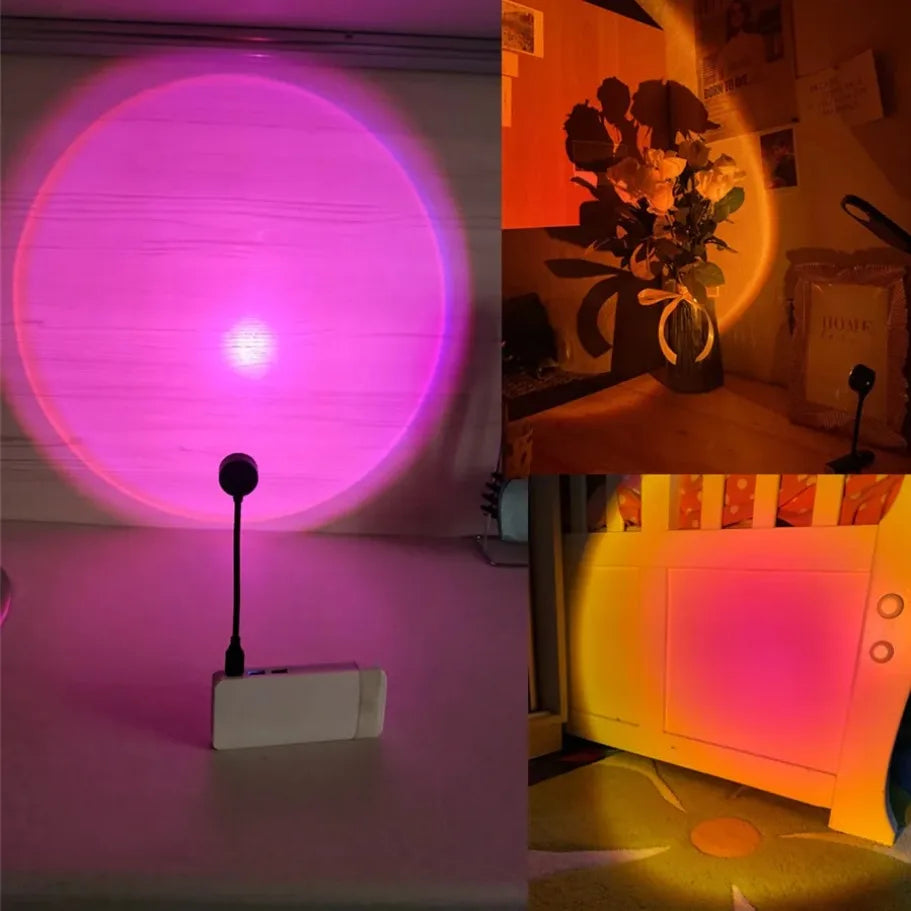 Rainbow Sunset Lamp Projector, USB LED Mood Light for Bedroom