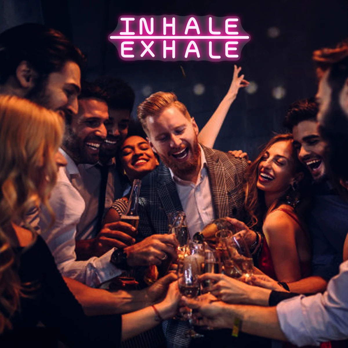 Inhale Exhale LED Neon Sign, USB Tabletop Light for Yoga Studio