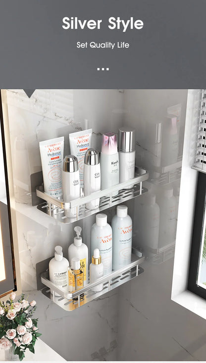 Corner Shower Shelf, No Drill Aluminum Bathroom Caddy