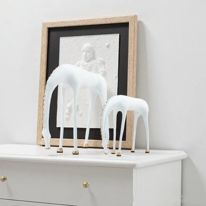 Black Cast Iron Abstract Horse and Deer Statue
