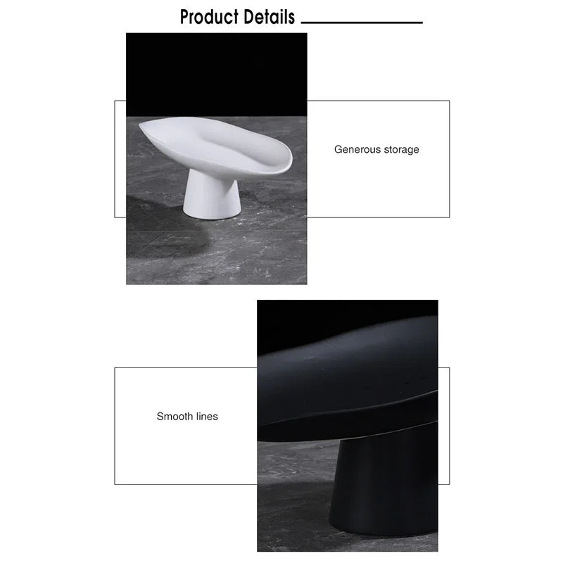 Pedestal Fruit Tray, Modern Resin Footed Dish, White or Black