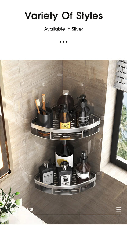 Corner Shower Shelf, No Drill Aluminum Bathroom Caddy